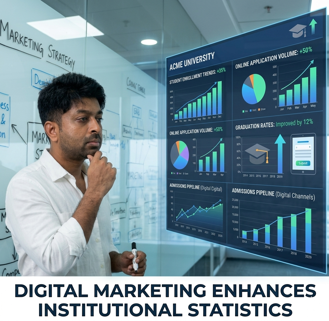How do digital marketing services enhance the statistics of educational institutions?